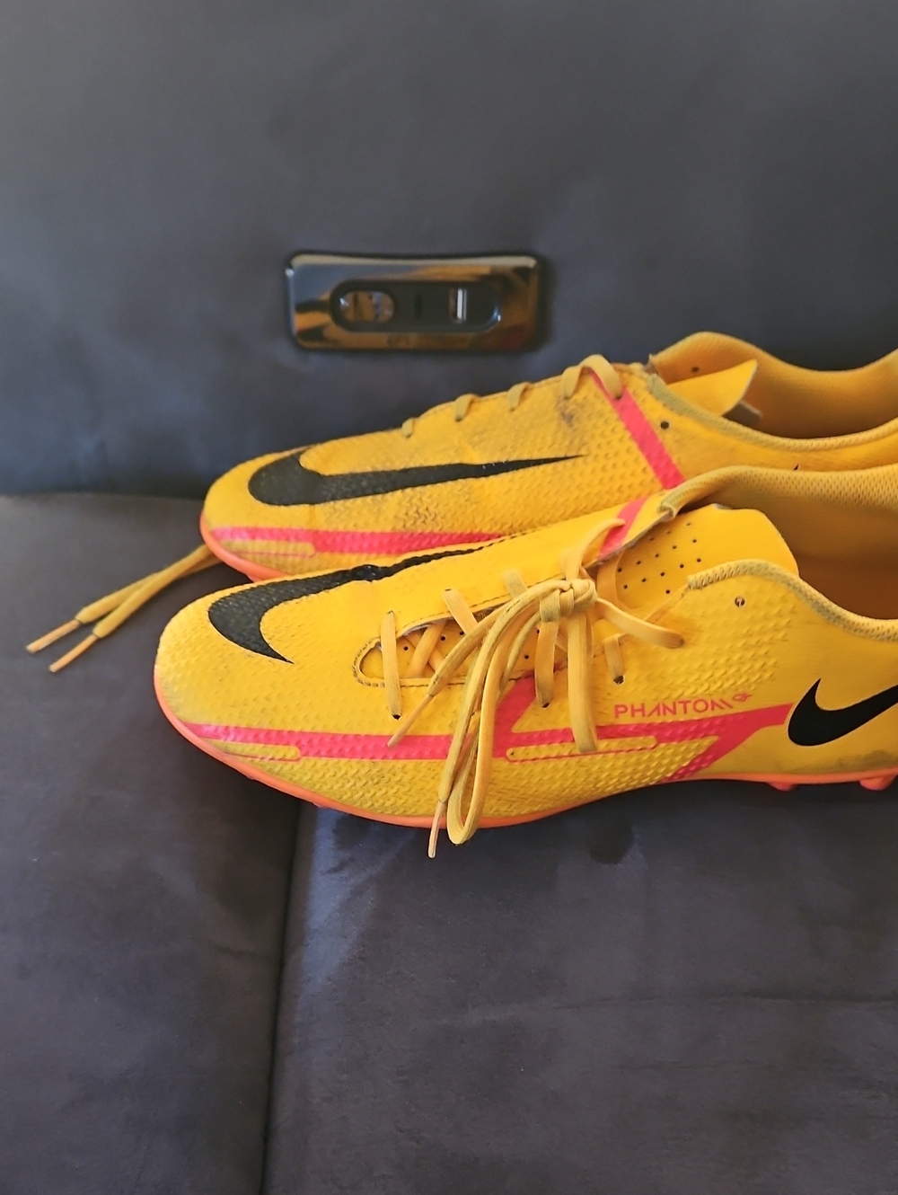 Nike Phantom Men’s Soccer Cleats - Yellow/Black with Pink Accents